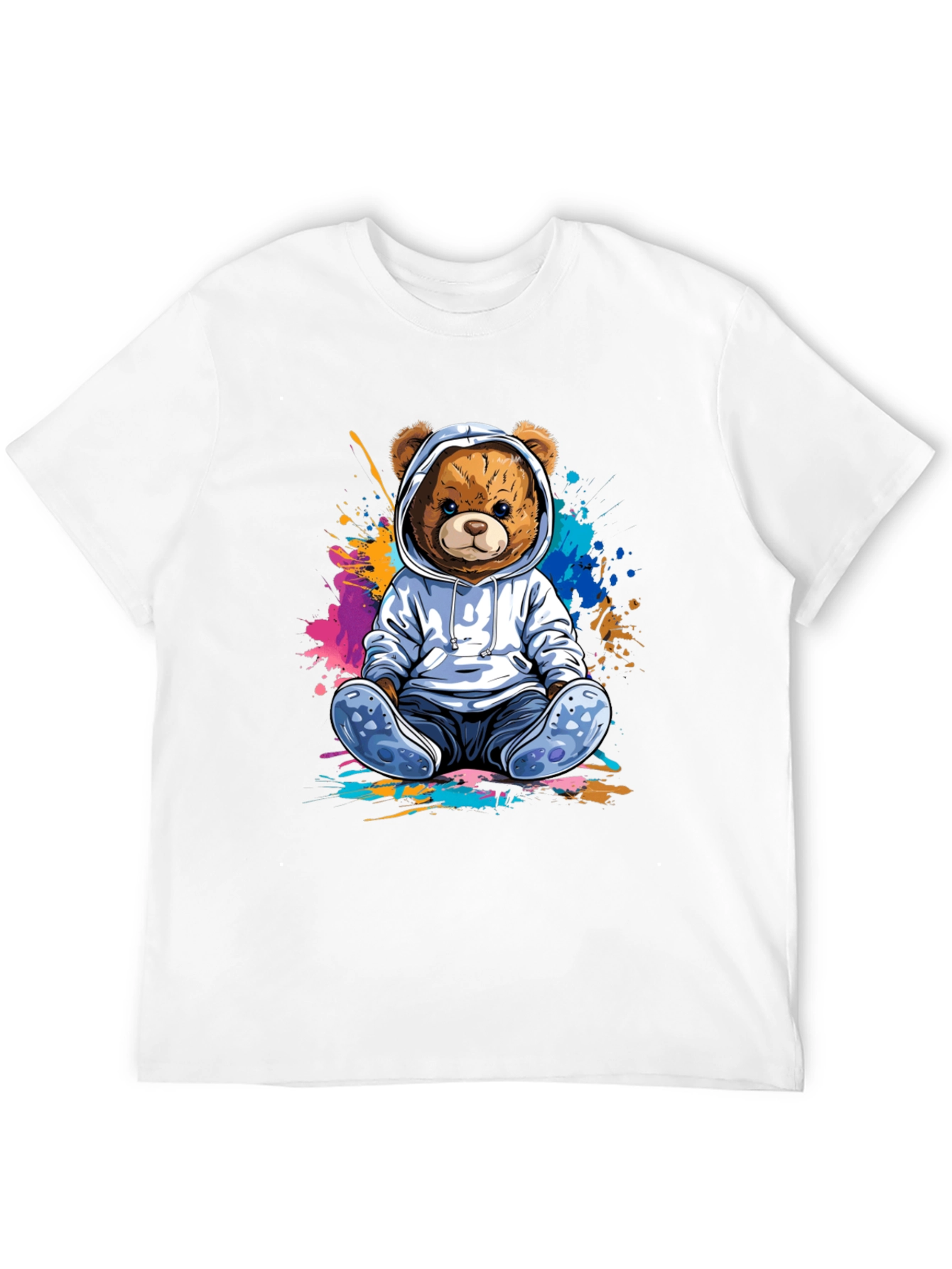Teddy Bear Hoodie Graphic Tee - Soft Cotton Blend
