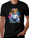 Teddy Bear Hoodie Graphic Tee - Soft Cotton Blend