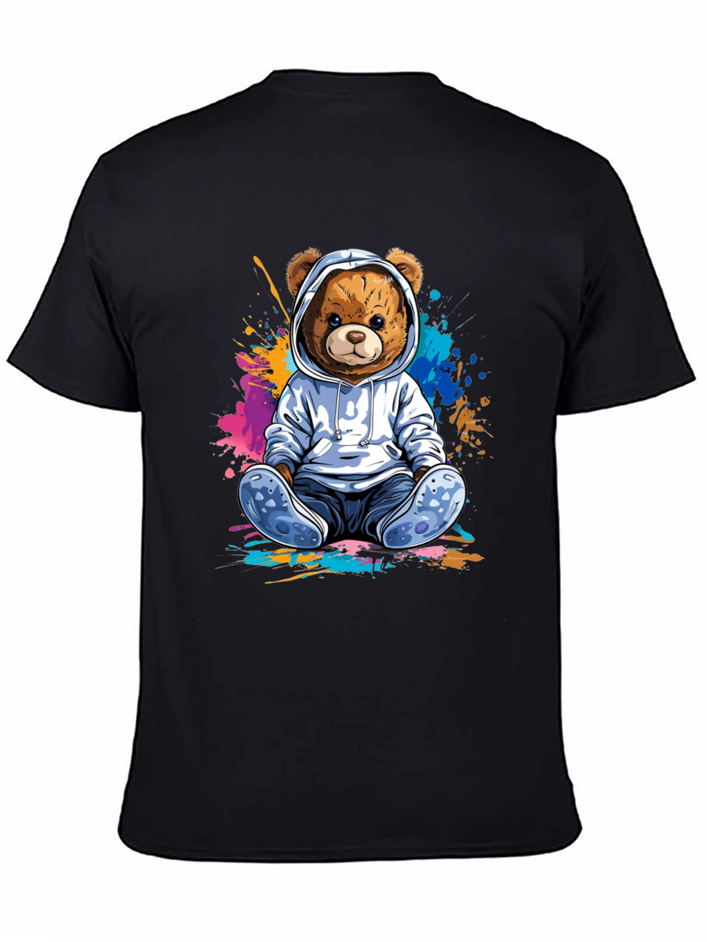 Teddy Bear Hoodie Graphic Tee - Soft Cotton Blend