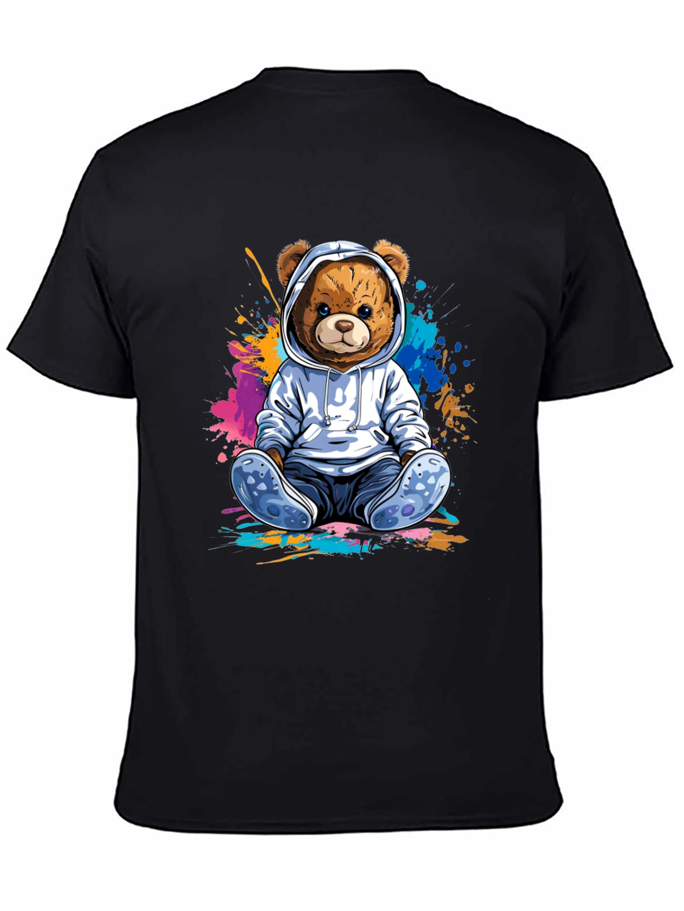 Teddy Bear Hoodie Graphic Tee - Soft Cotton Blend