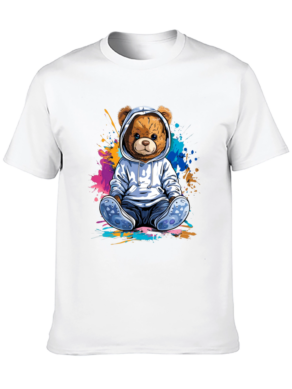 Teddy Bear Hoodie Graphic Tee - Soft Cotton Blend