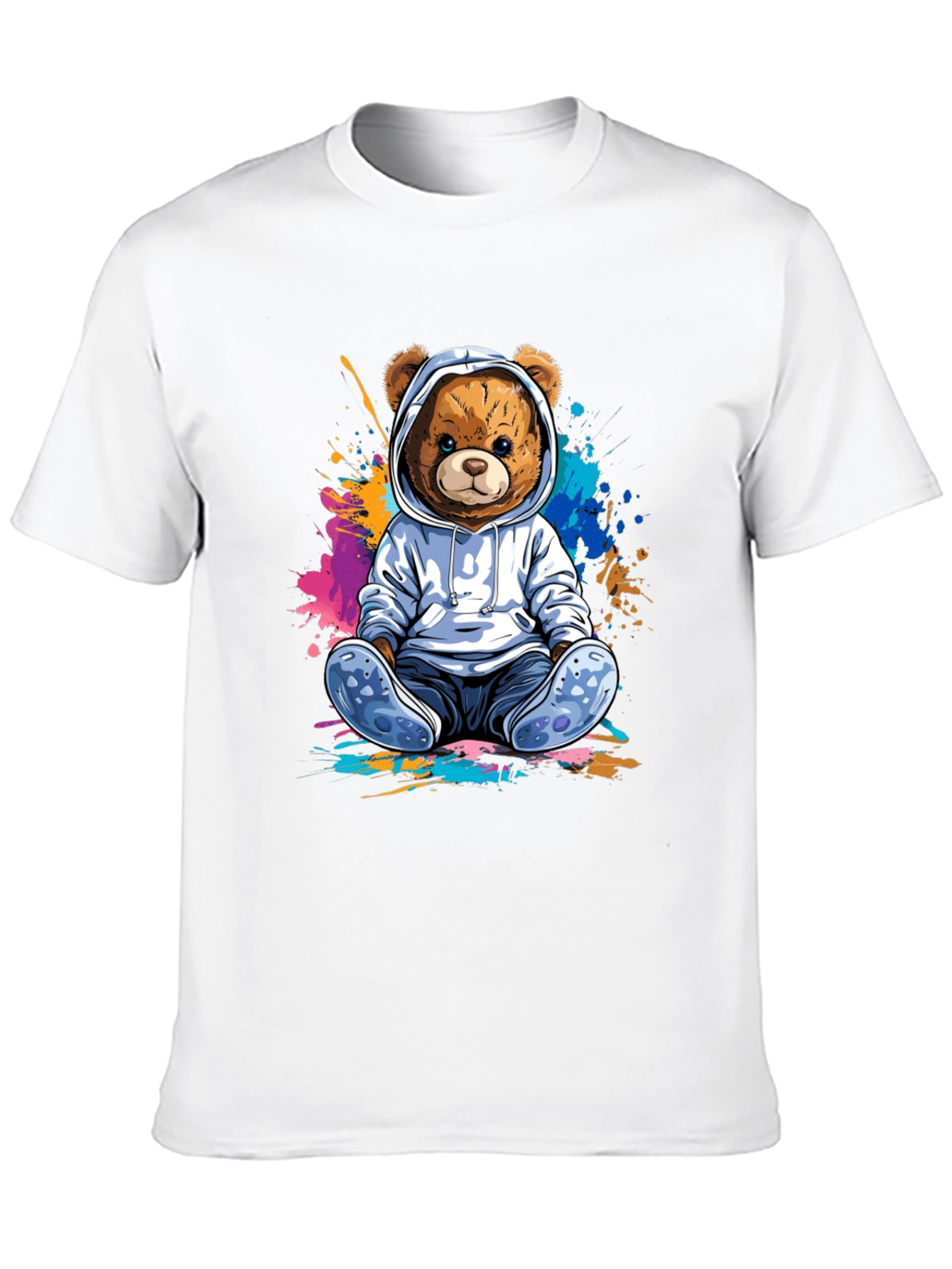 Teddy Bear Hoodie Graphic Tee - Soft Cotton Blend