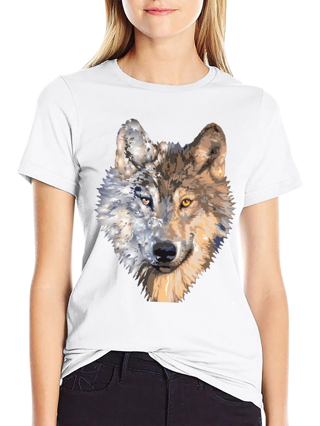 Wolf Portrait Graphic Tee - Unique Two-Faced Design