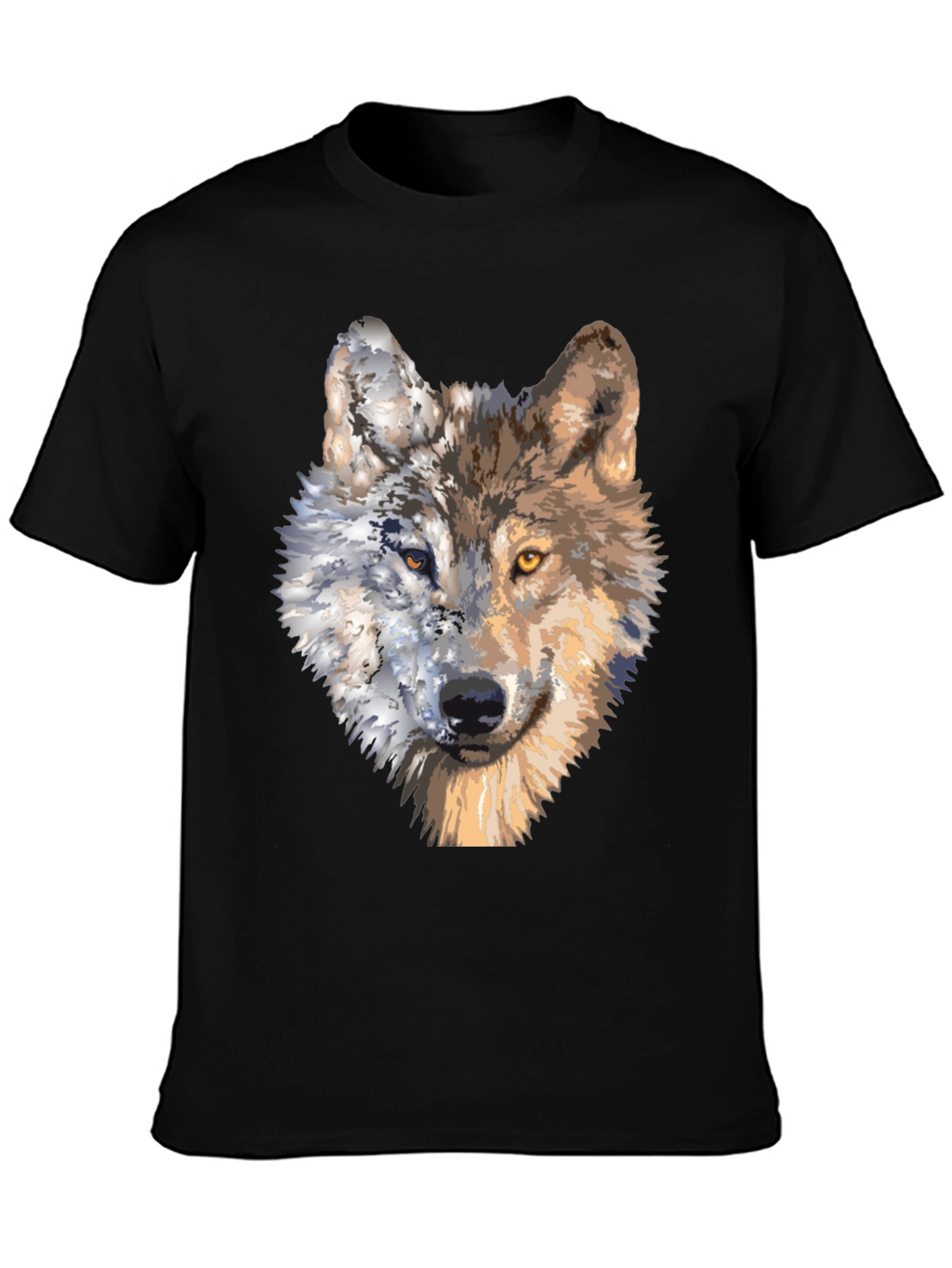 Wolf Portrait Graphic Tee - Unique Two-Faced Design