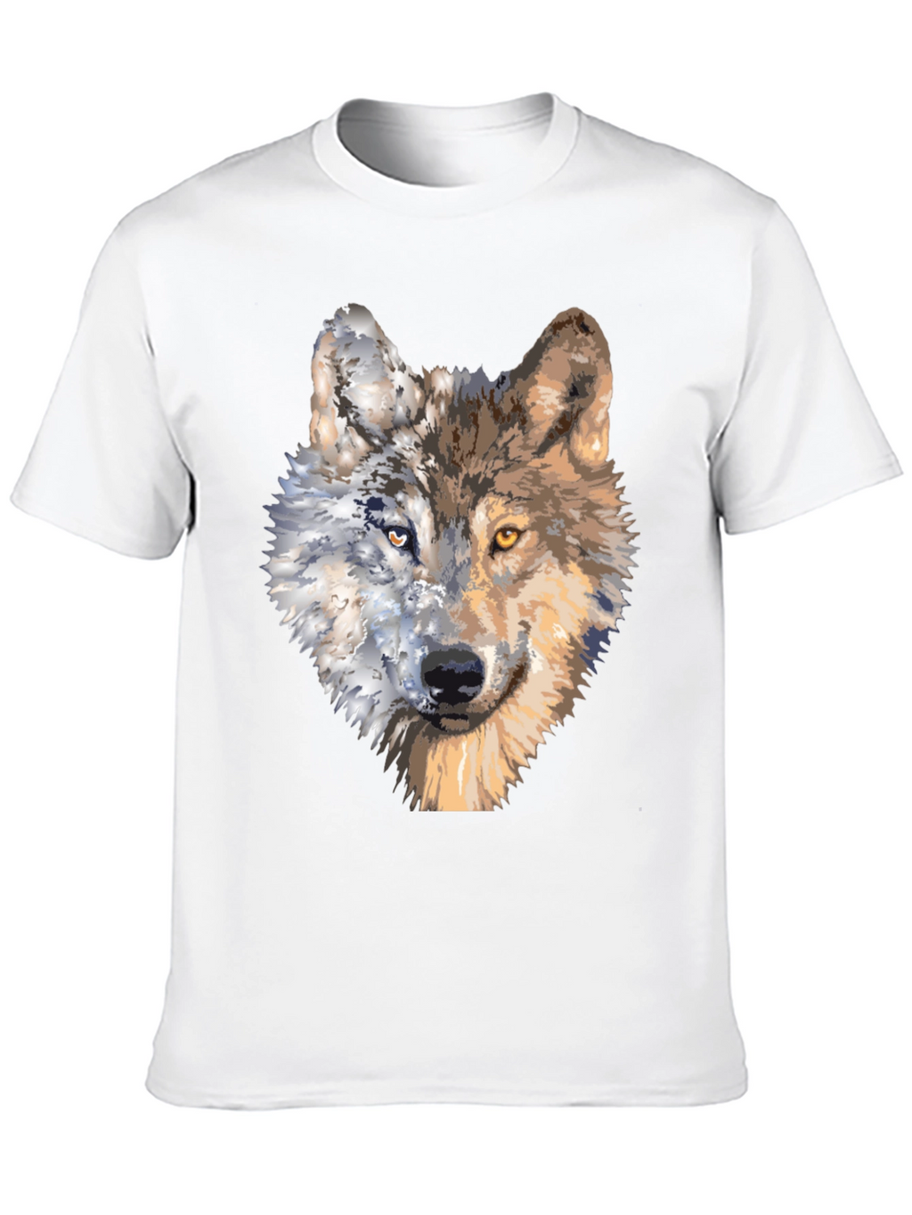 Wolf Portrait Graphic Tee - Unique Two-Faced Design