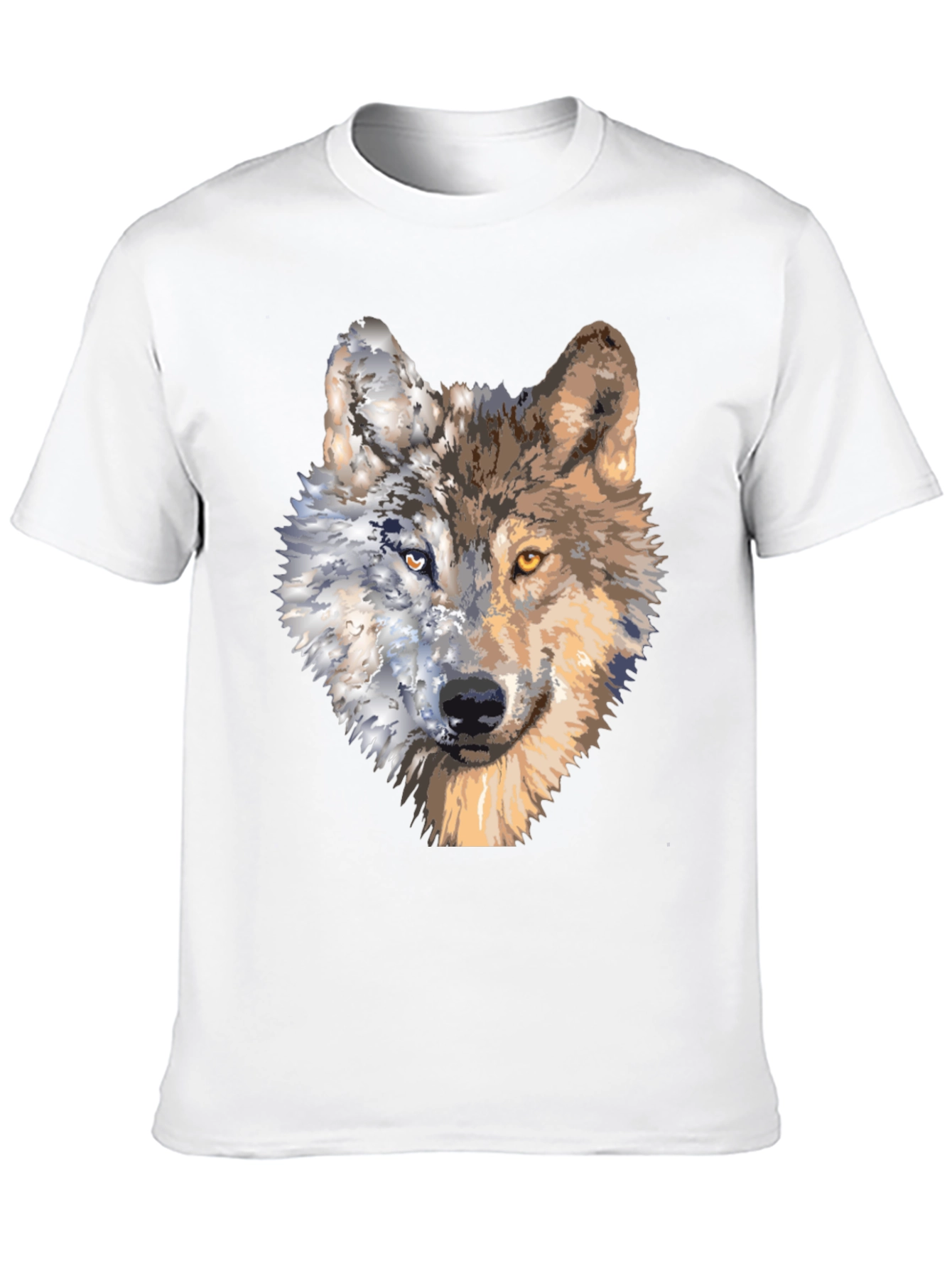 Wolf Portrait Graphic Tee - Unique Two-Faced Design