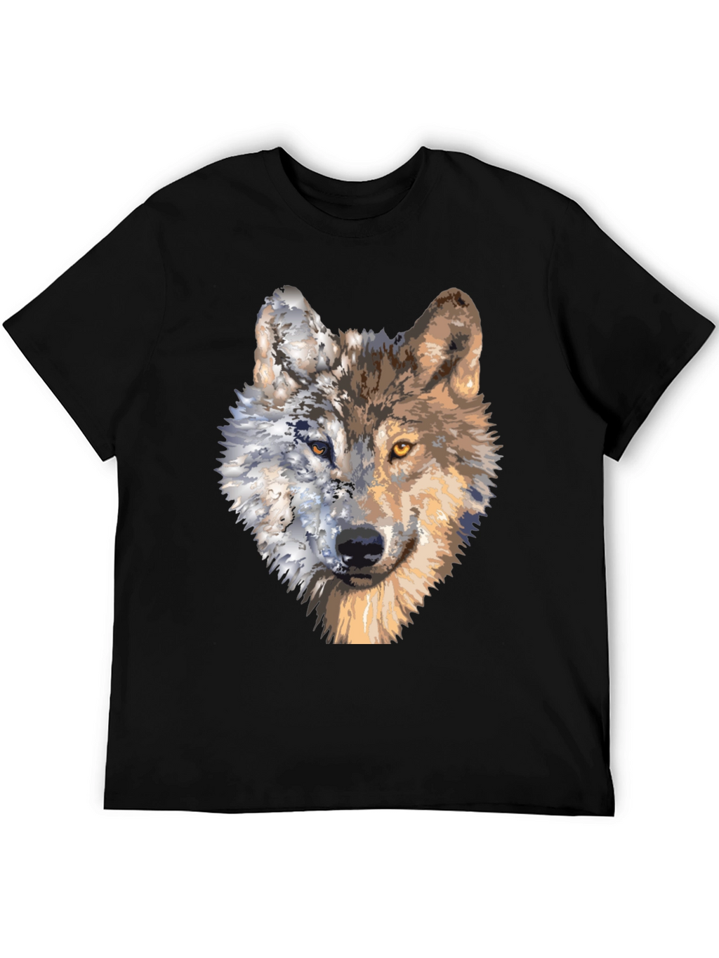 Wolf Portrait Graphic Tee - Unique Two-Faced Design