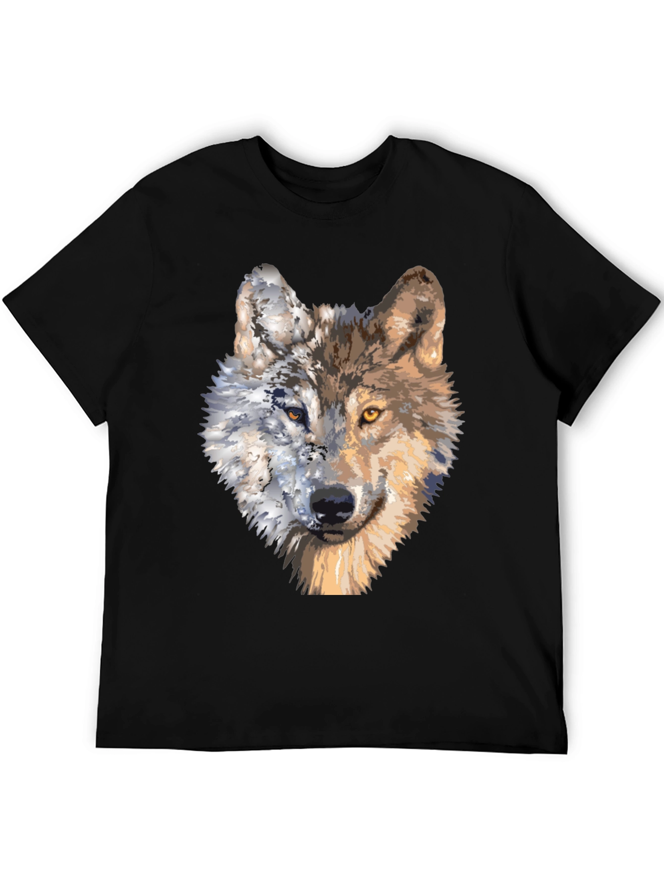 Wolf Portrait Graphic Tee - Unique Two-Faced Design
