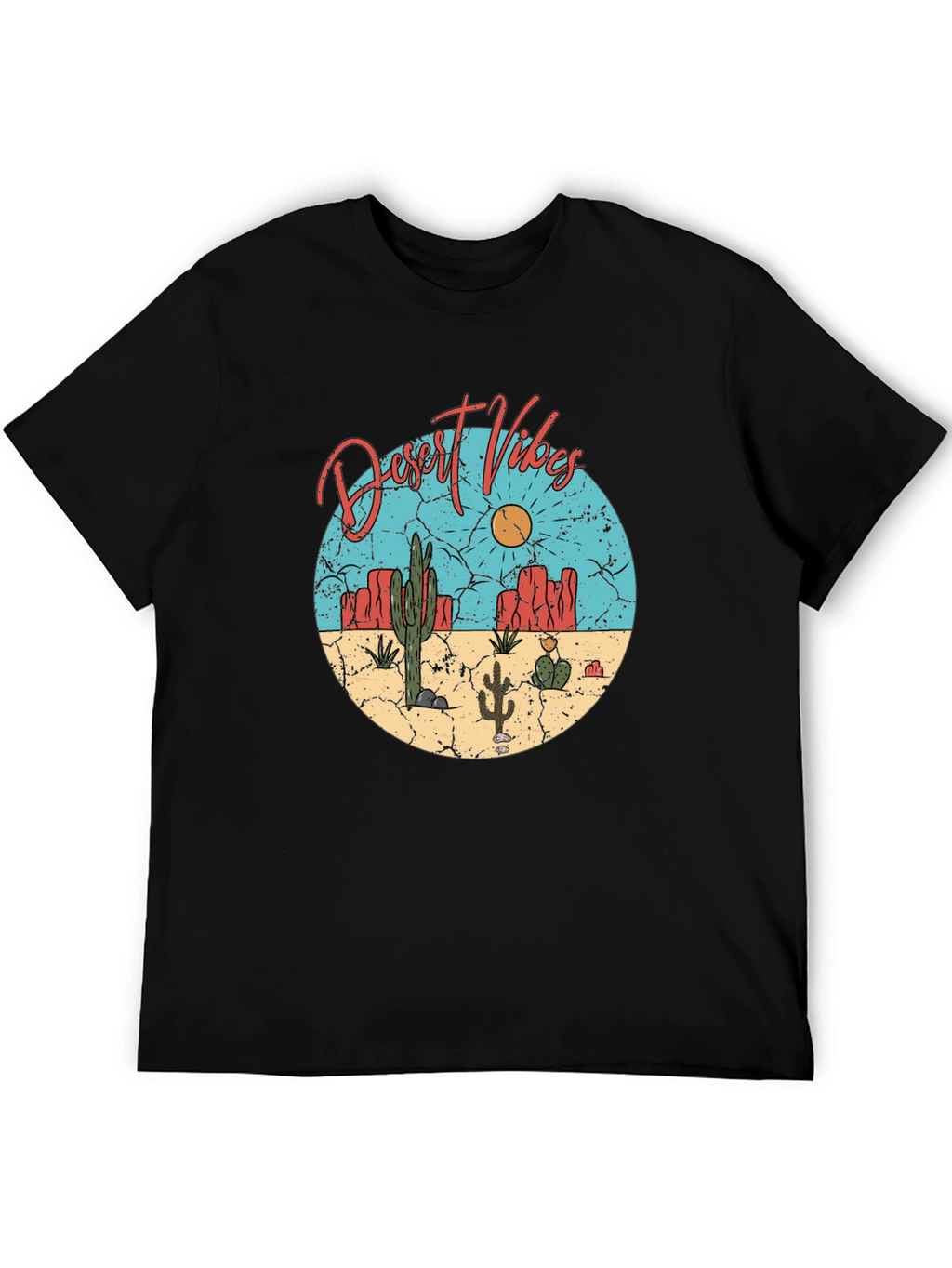 Desert Vibes Graphic Tee - Black Cotton T-Shirt