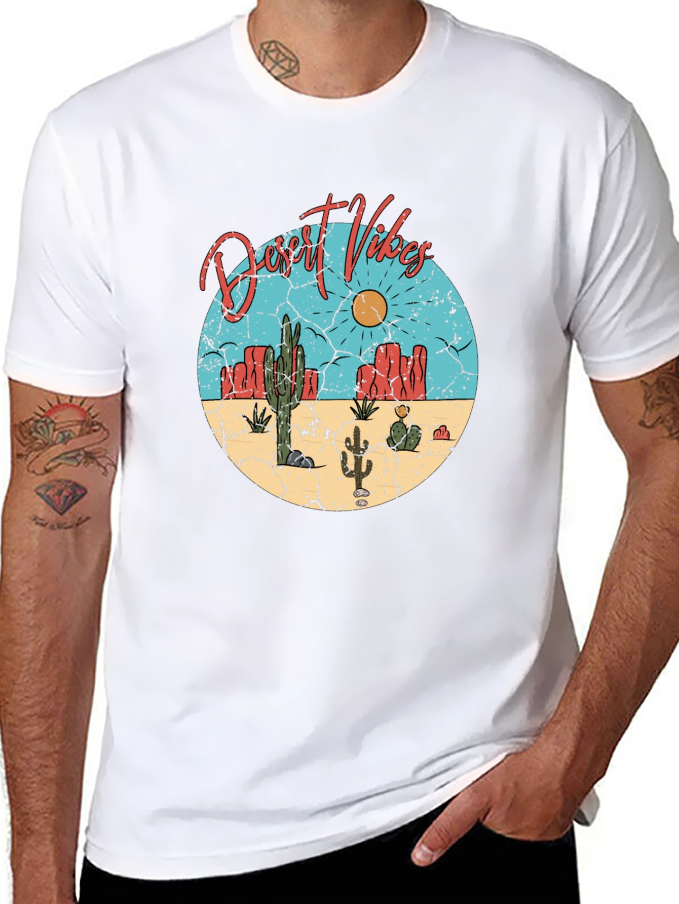 Desert Vibes Graphic Tee - Black Cotton T-Shirt