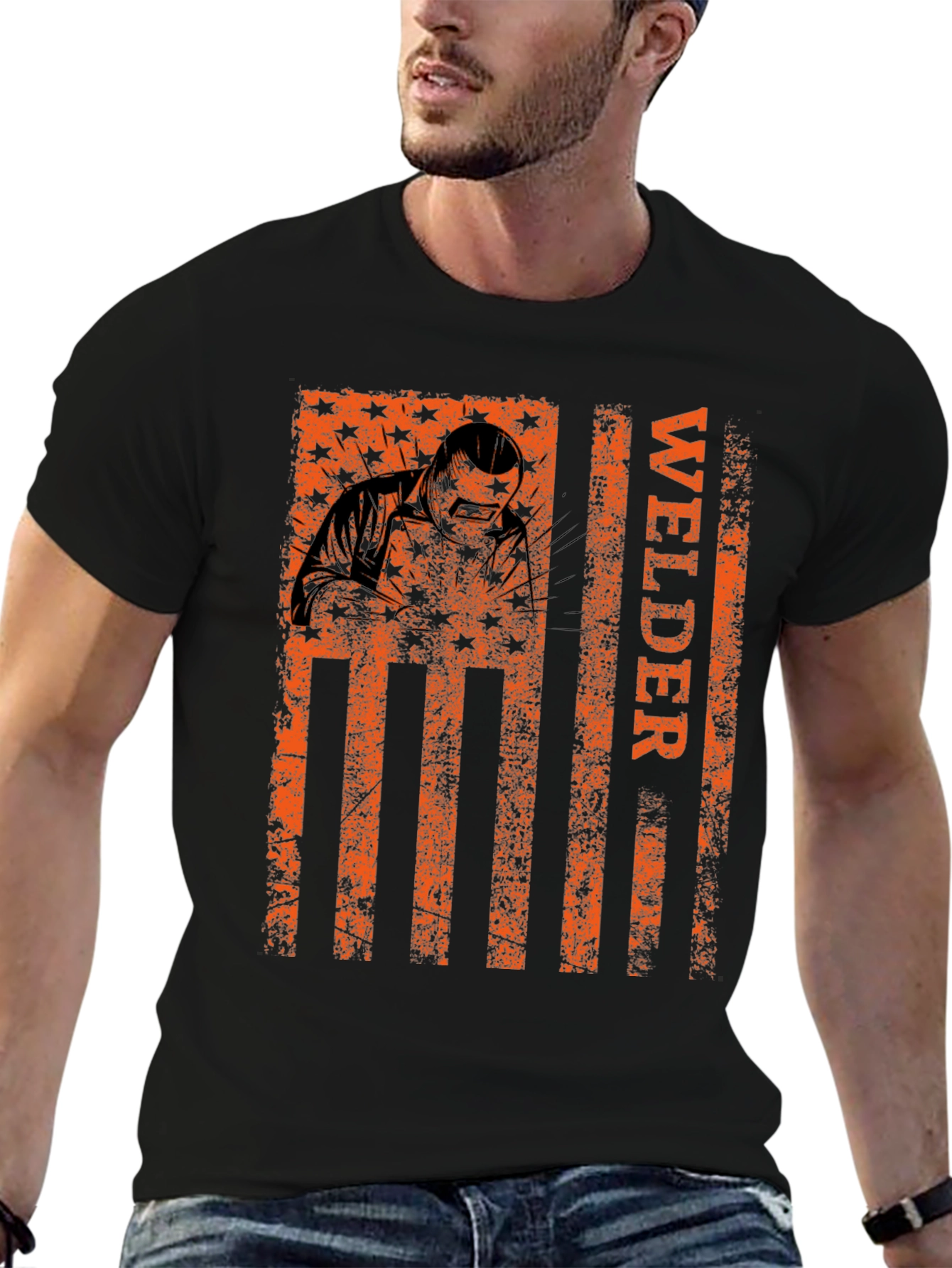 Welder American Flag Graphic T-Shirt