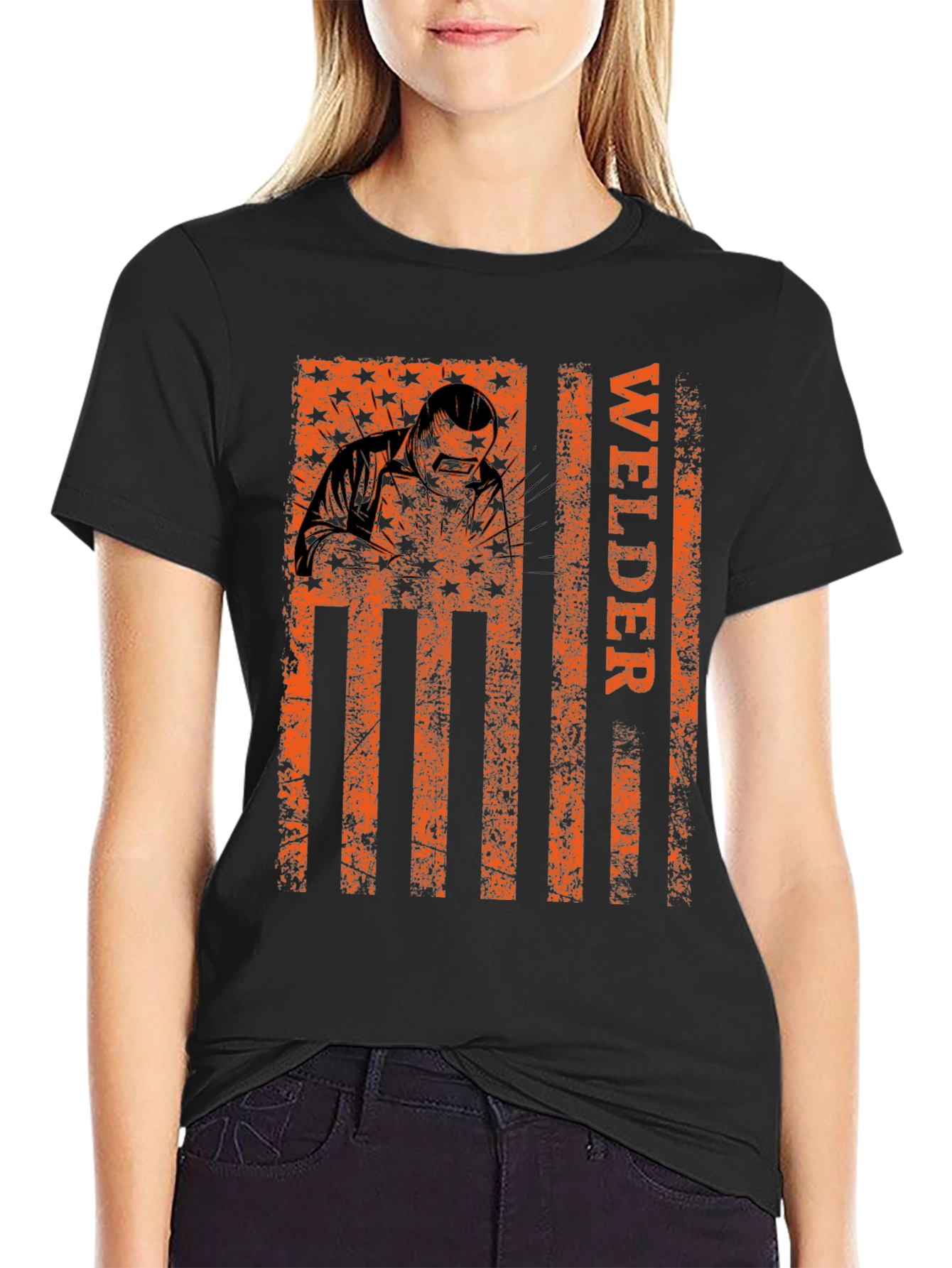 Welder American Flag Graphic T-Shirt