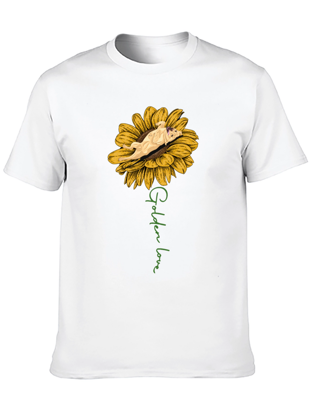 Golden Love Dog Sunflower Graphic T-Shirt