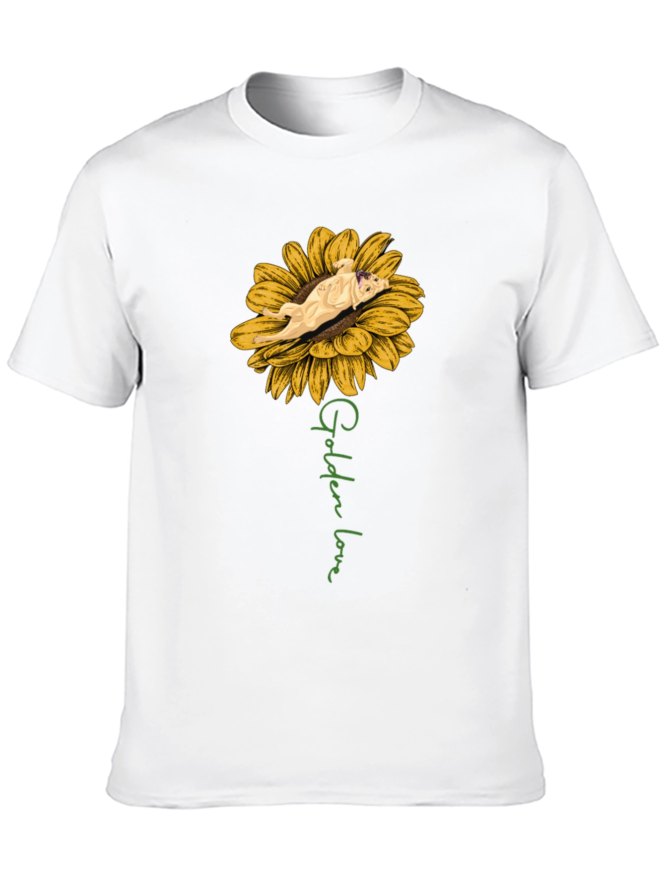 Golden Love Dog Sunflower Graphic T-Shirt