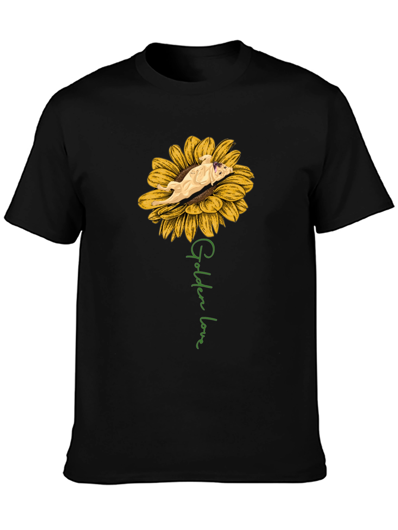 Golden Love Dog Sunflower Graphic T-Shirt