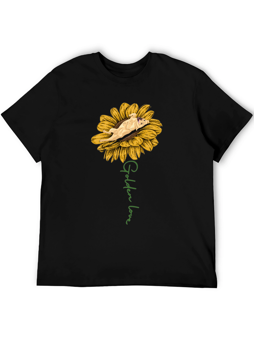 Golden Love Dog Sunflower Graphic T-Shirt