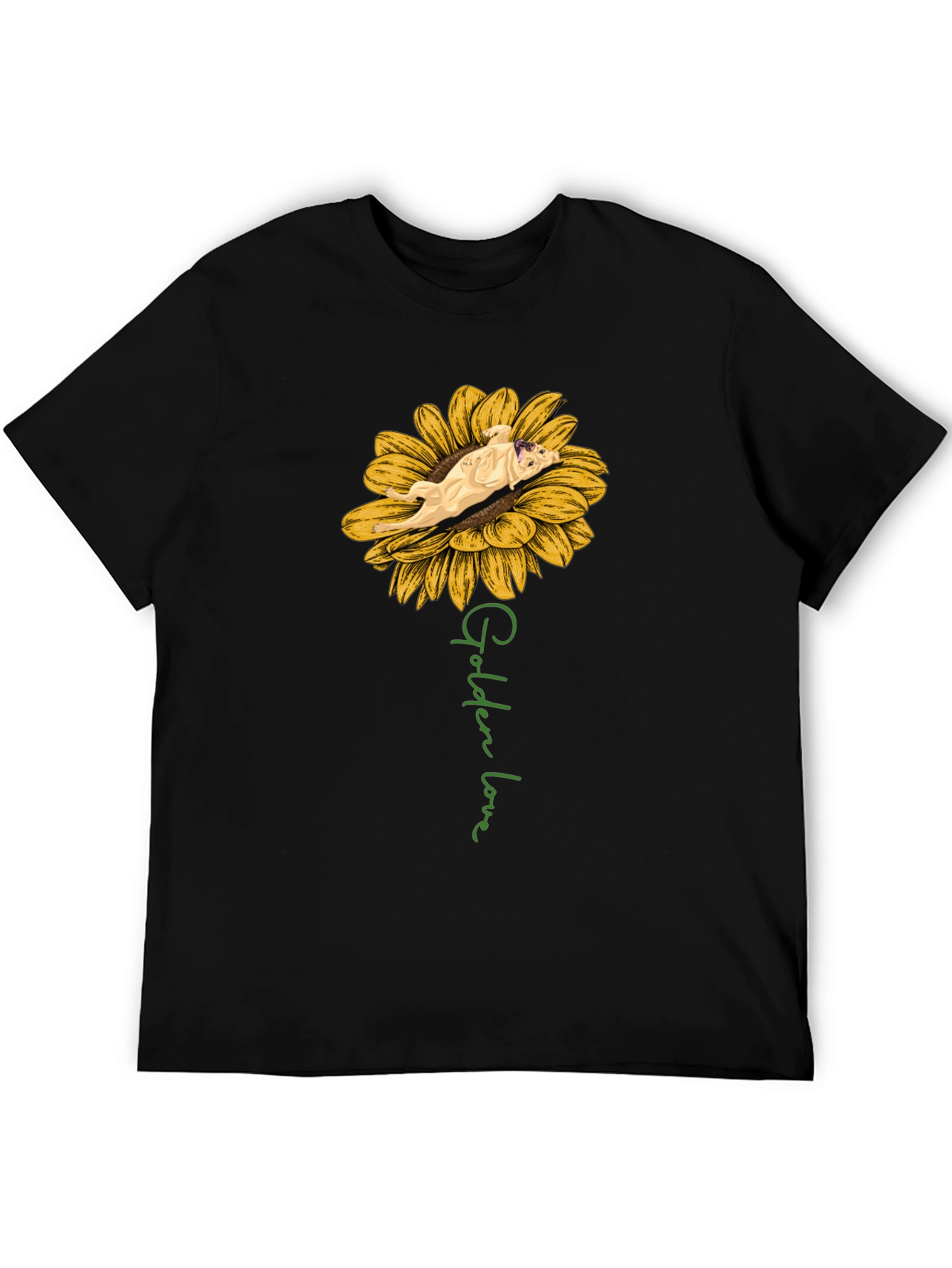 Golden Love Dog Sunflower Graphic T-Shirt