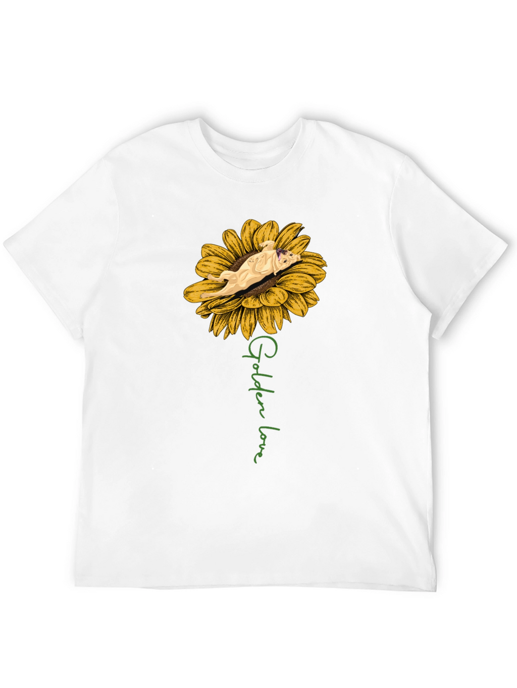 Golden Love Dog Sunflower Graphic T-Shirt