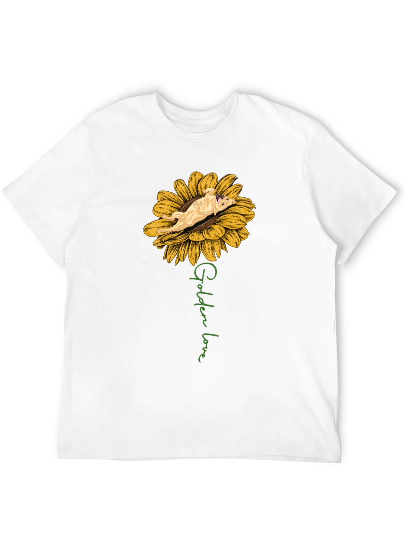 Golden Love Dog Sunflower Graphic T-Shirt