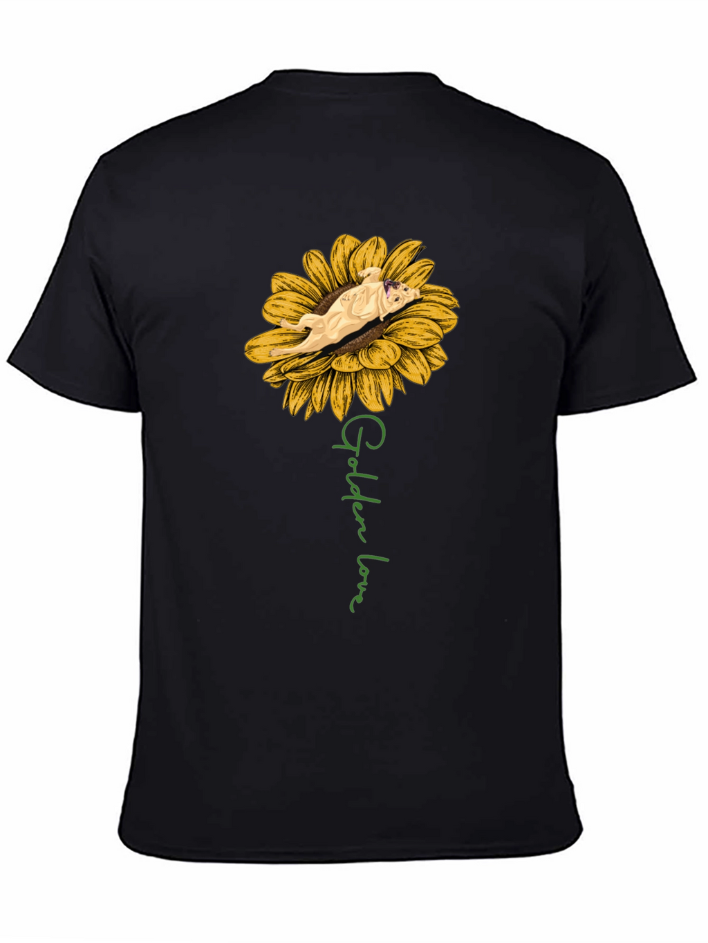 Golden Love Dog Sunflower Graphic T-Shirt
