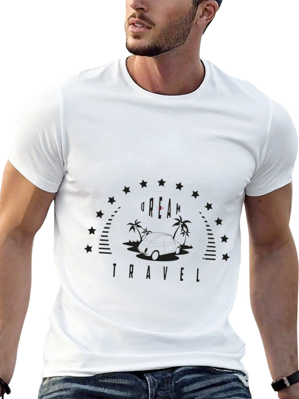 Mens Black Graphic T-Shirt - Vacation Travel Design