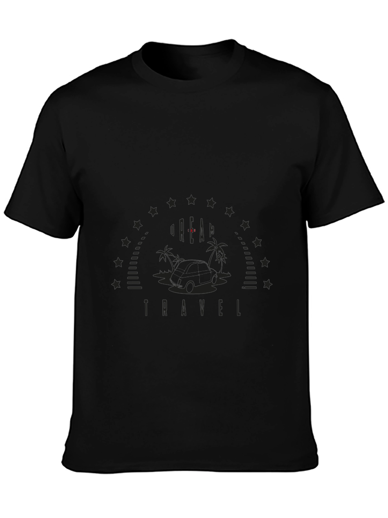 Mens Black Graphic T-Shirt - Vacation Travel Design