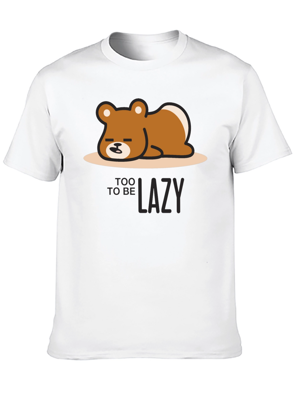 Too Lazy Bear Graphic Tee - Black Cotton T-Shirt