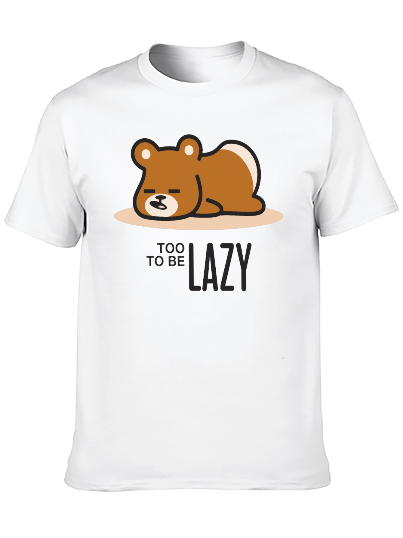 Too Lazy Bear Graphic Tee - Black Cotton T-Shirt