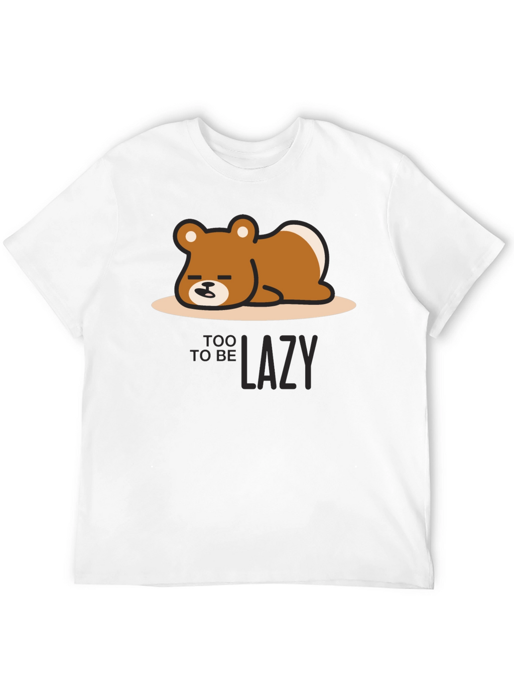 Too Lazy Bear Graphic Tee - Black Cotton T-Shirt