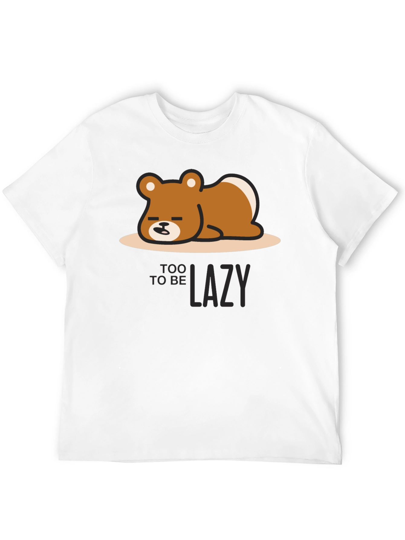 Too Lazy Bear Graphic Tee - Black Cotton T-Shirt