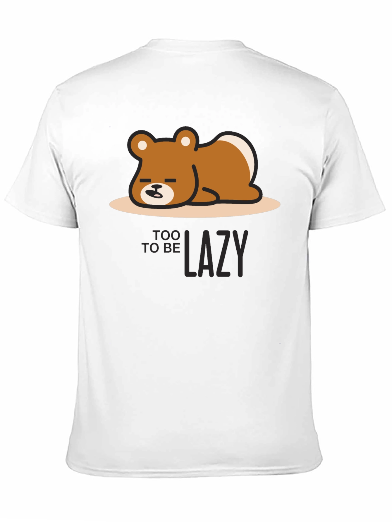 Too Lazy Bear Graphic Tee - Black Cotton T-Shirt