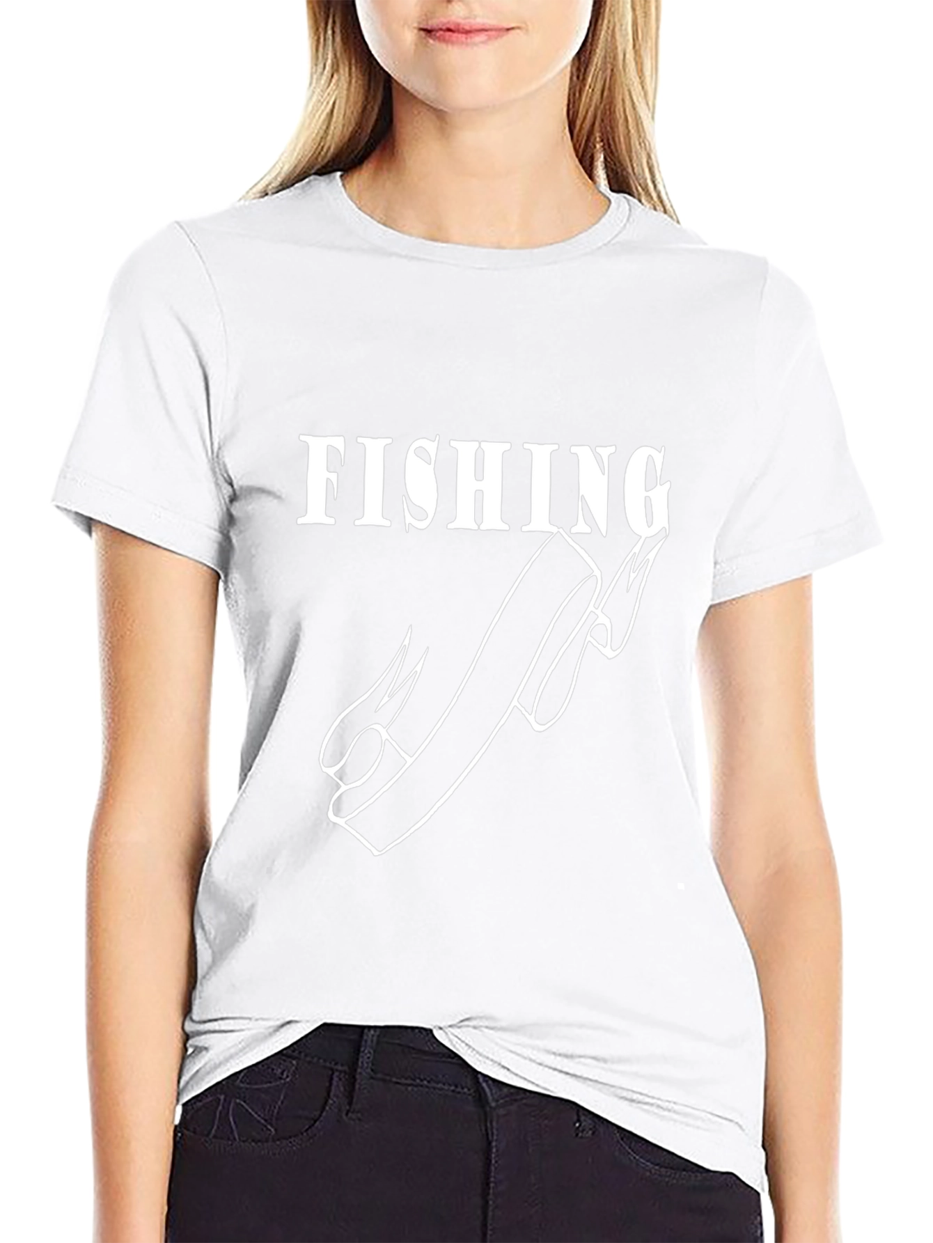 Fishing Hook Graphic Tee - Black Cotton Casual Shirt