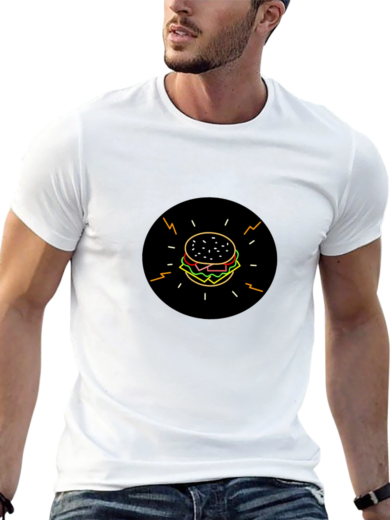 Burger Graphic Black T-Shirt - Stylish & Fun!