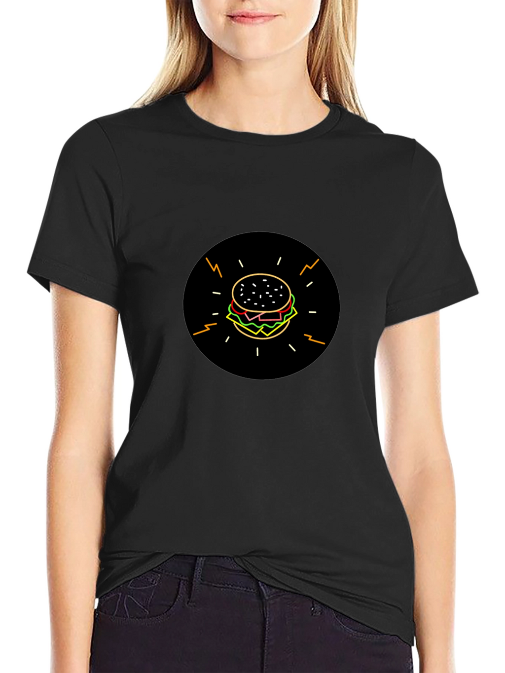 Burger Graphic Black T-Shirt - Stylish & Fun!