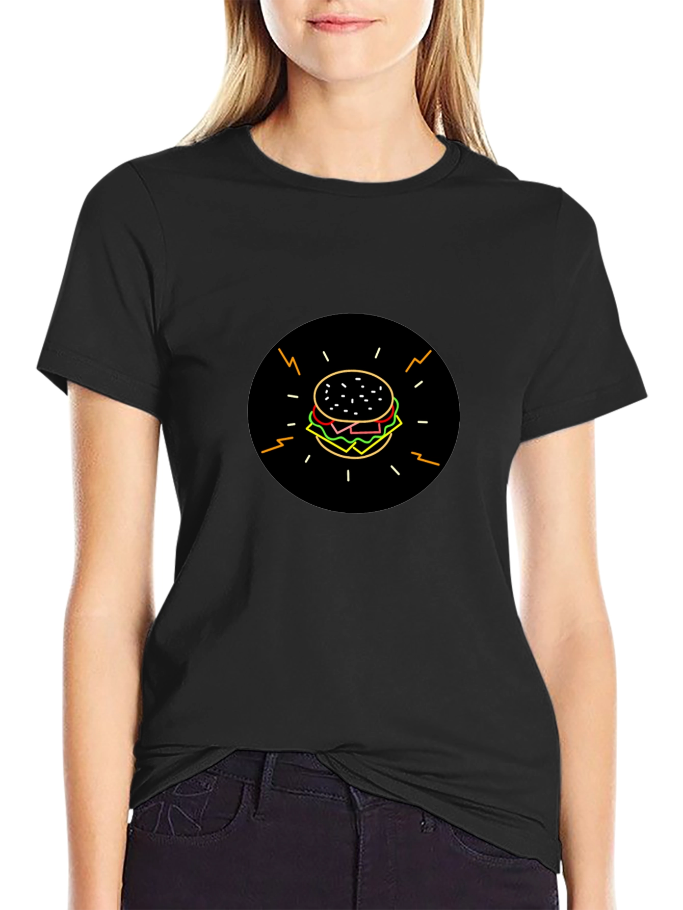 Burger Graphic Black T-Shirt - Stylish & Fun!