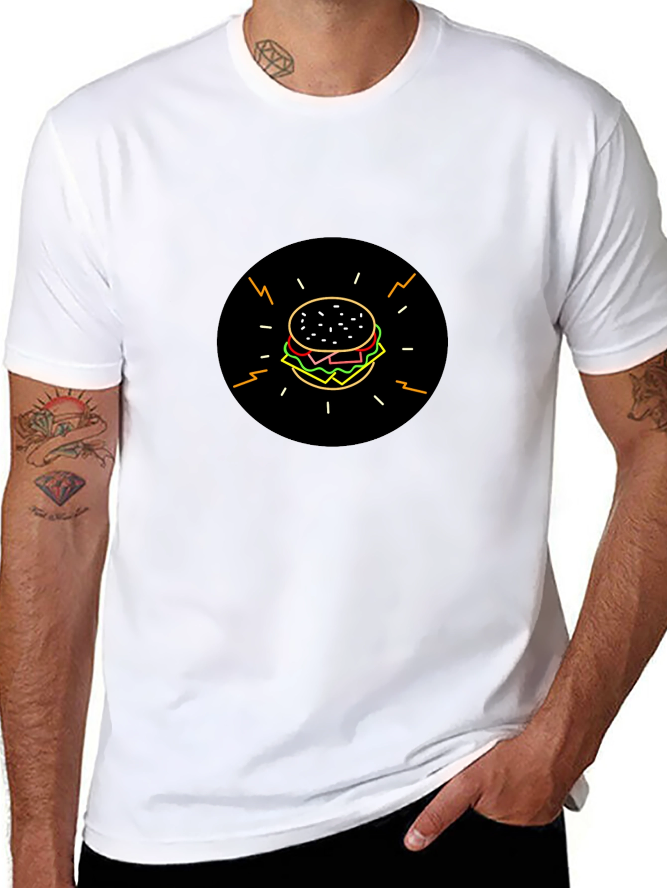 Burger Graphic Black T-Shirt - Stylish & Fun!