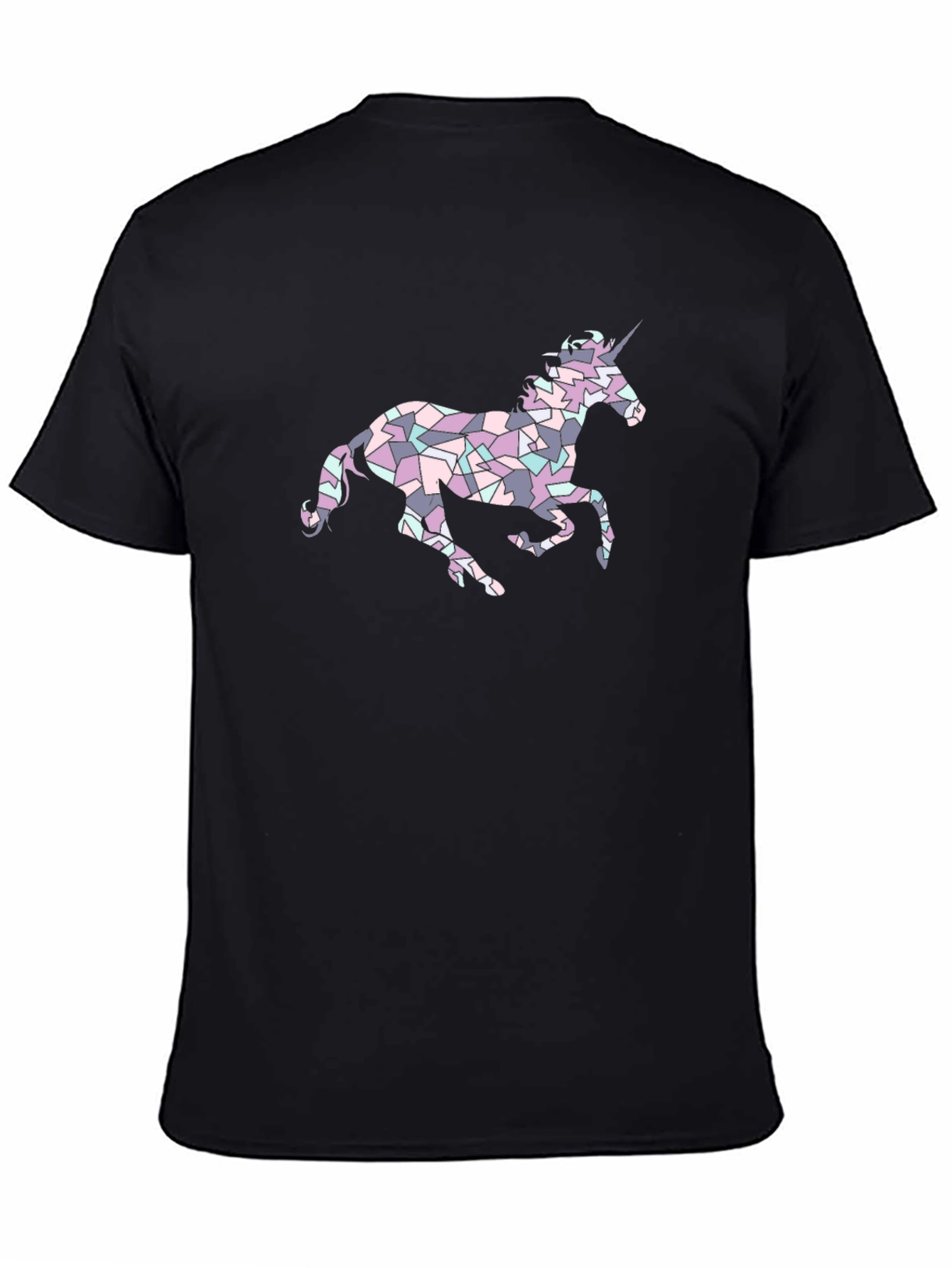 Unicorn Mosaic Graphic Tee - Black Casual Shirt