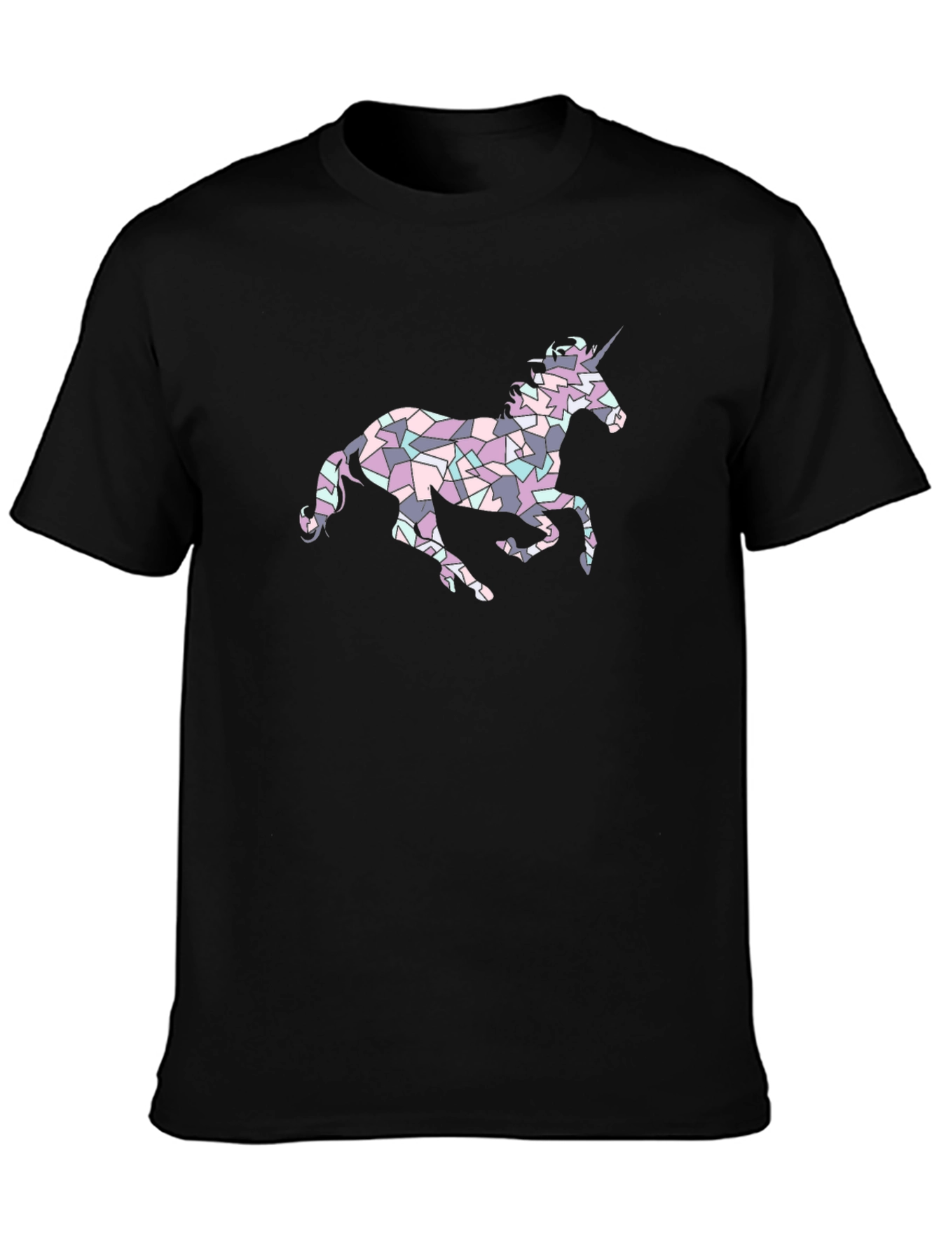 Unicorn Mosaic Graphic Tee - Black Casual Shirt