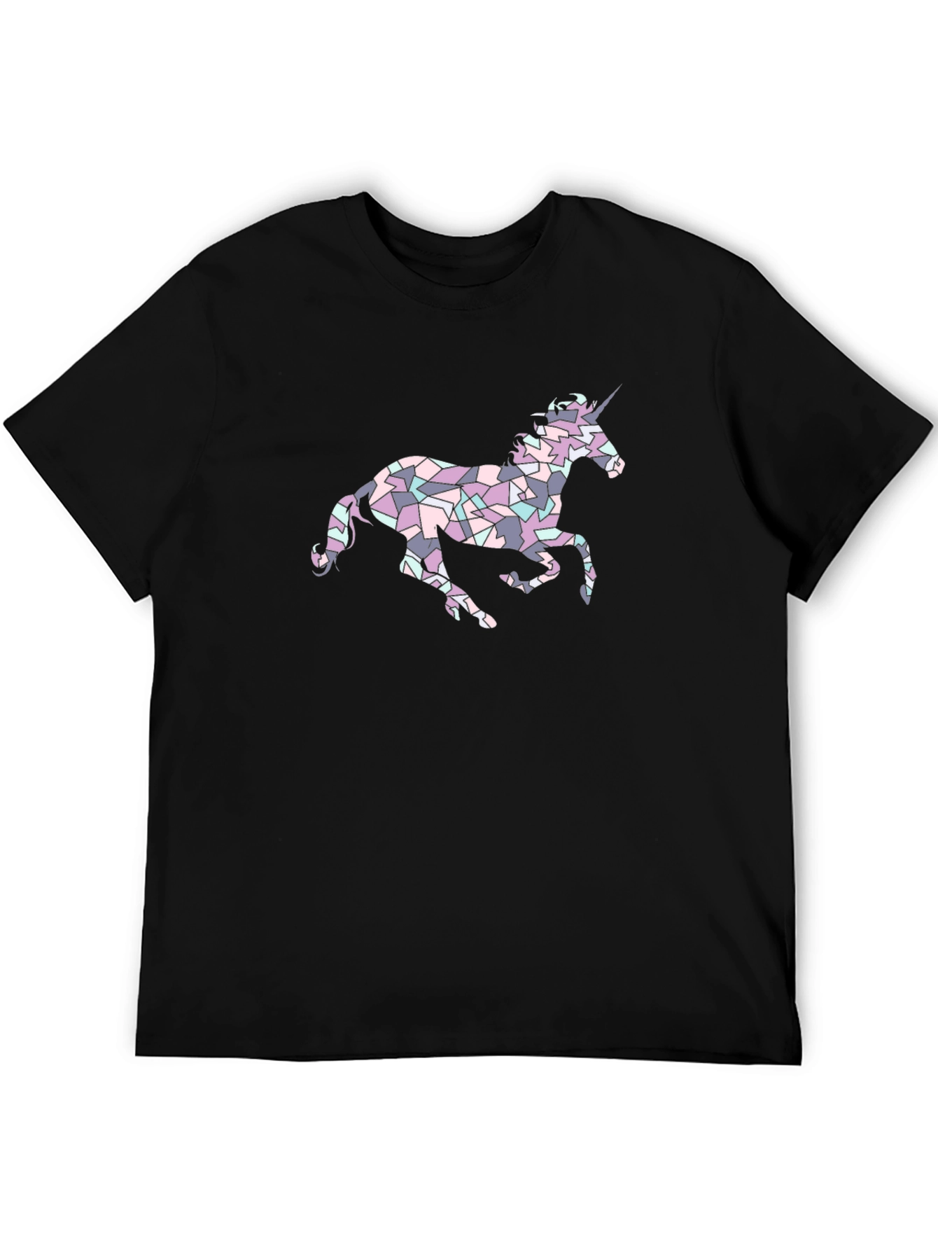 Unicorn Mosaic Graphic Tee - Black Casual Shirt