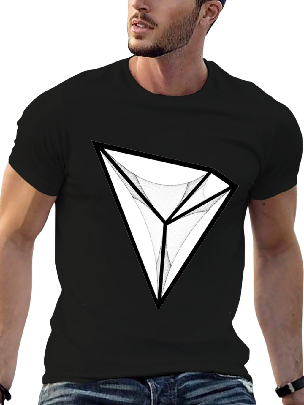 Geometric Diamond Graphic Black T-Shirt