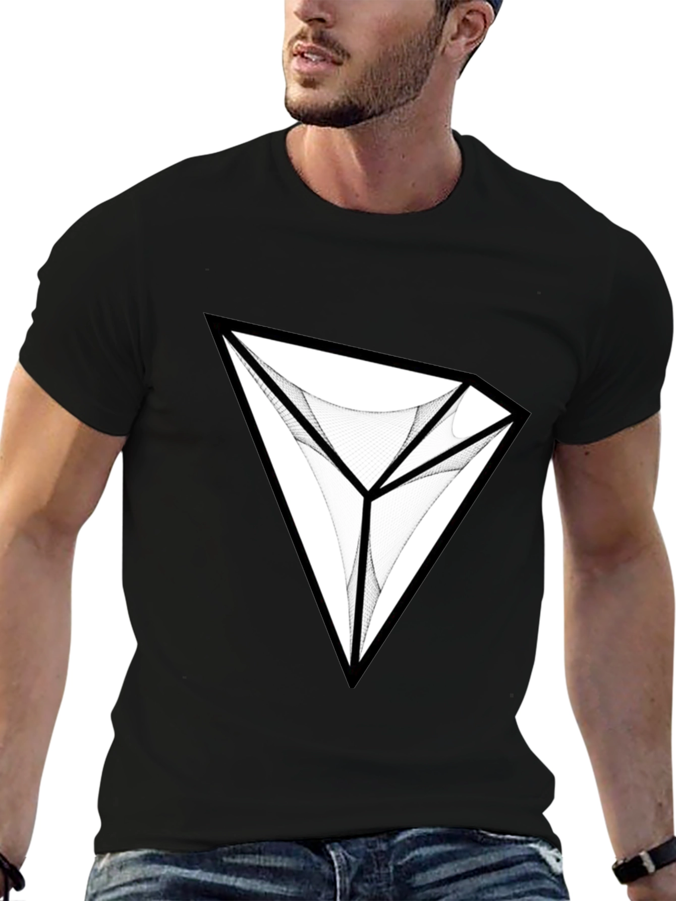 Geometric Diamond Graphic Black T-Shirt