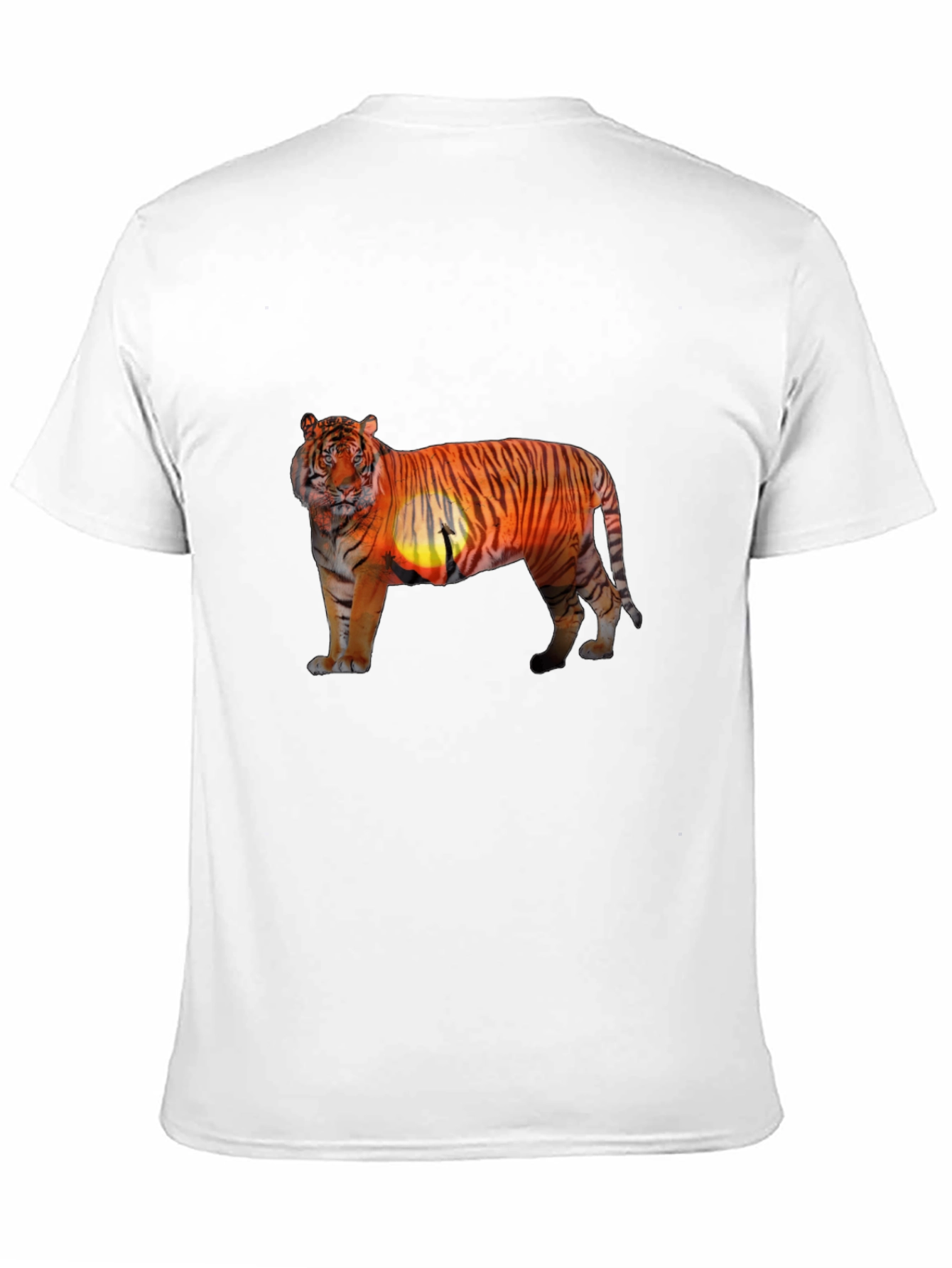 Tiger Sunset Graphic Print Black T-Shirt