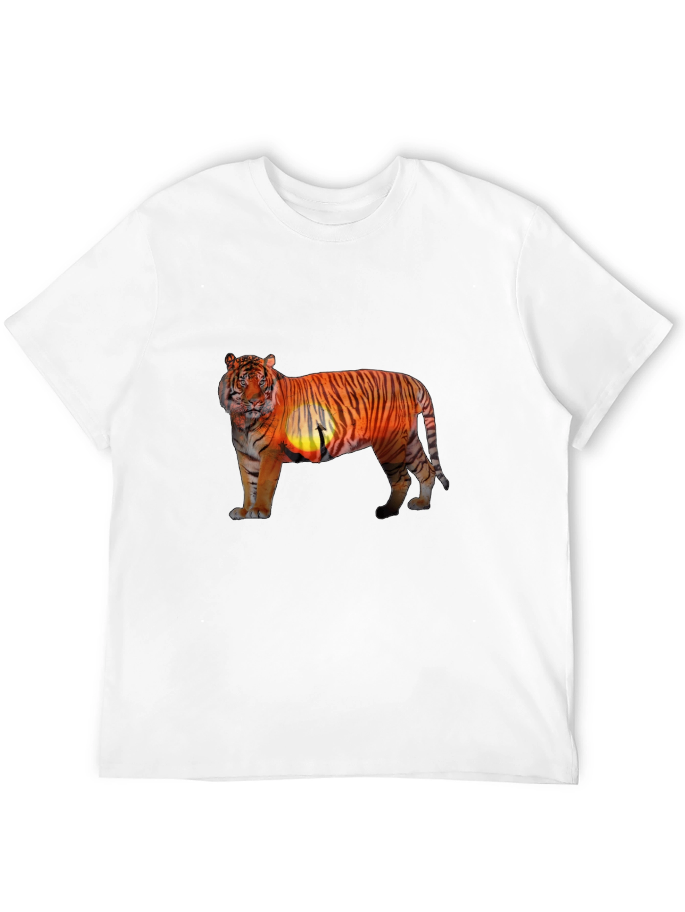 Tiger Sunset Graphic Print Black T-Shirt