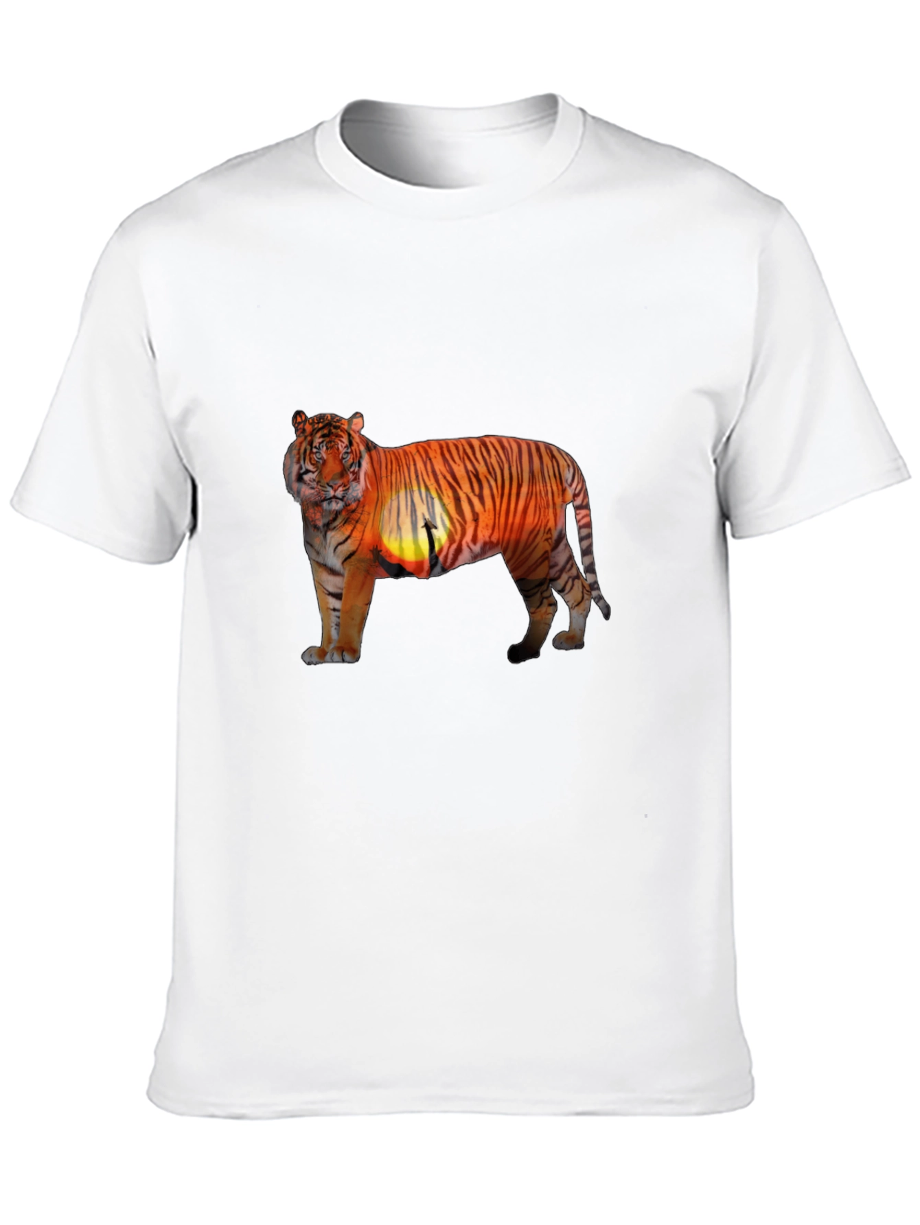 Tiger Sunset Graphic Print Black T-Shirt