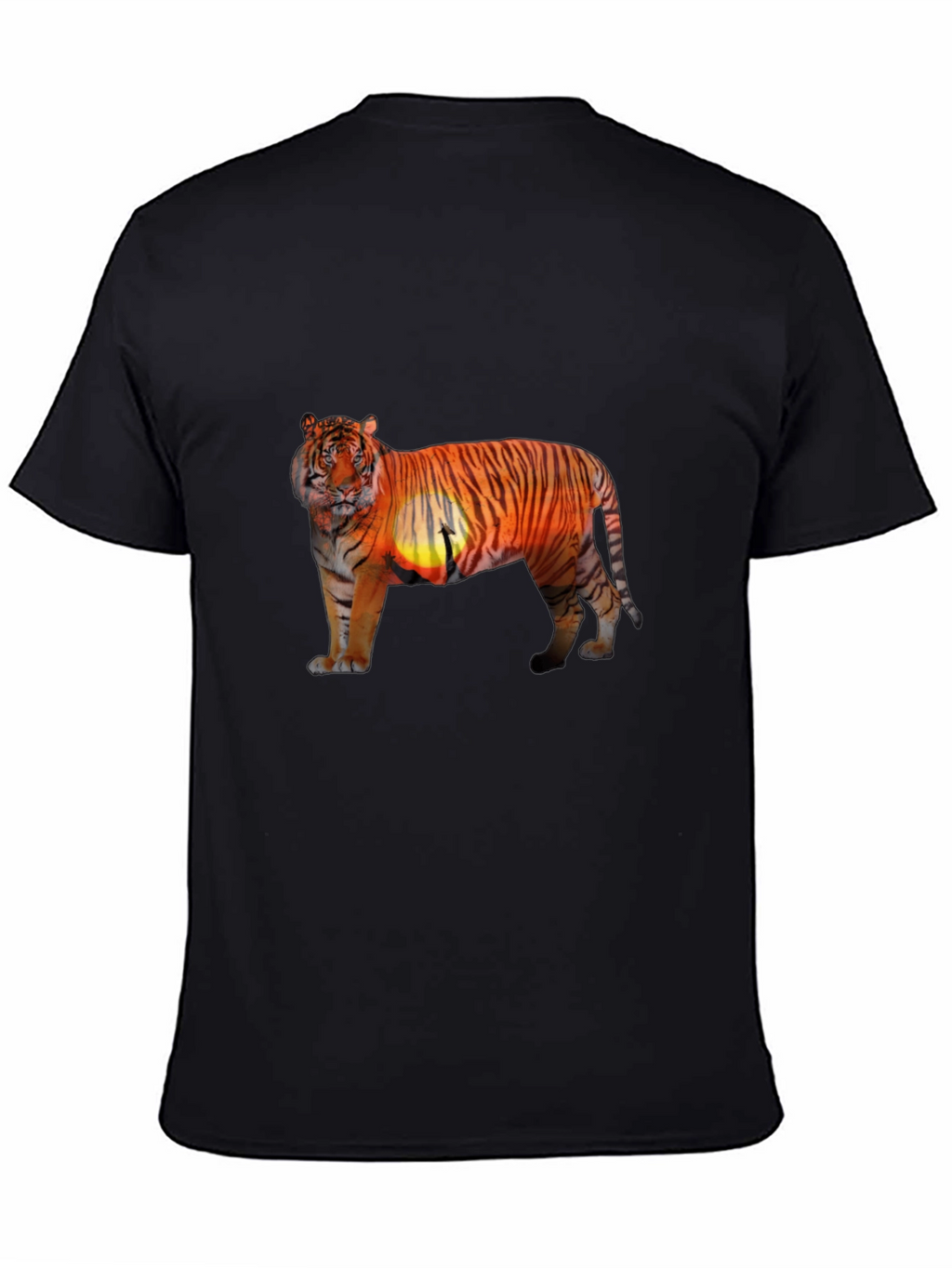 Tiger Sunset Graphic Print Black T-Shirt