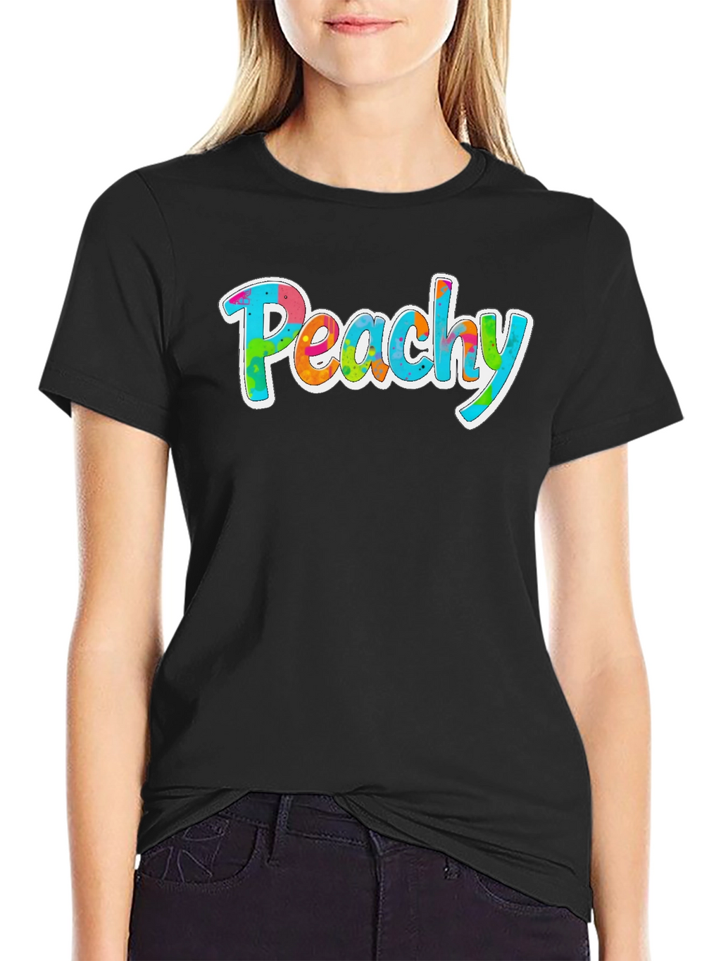 Peachy Graphic Tee - Trendy Tie Dye Style