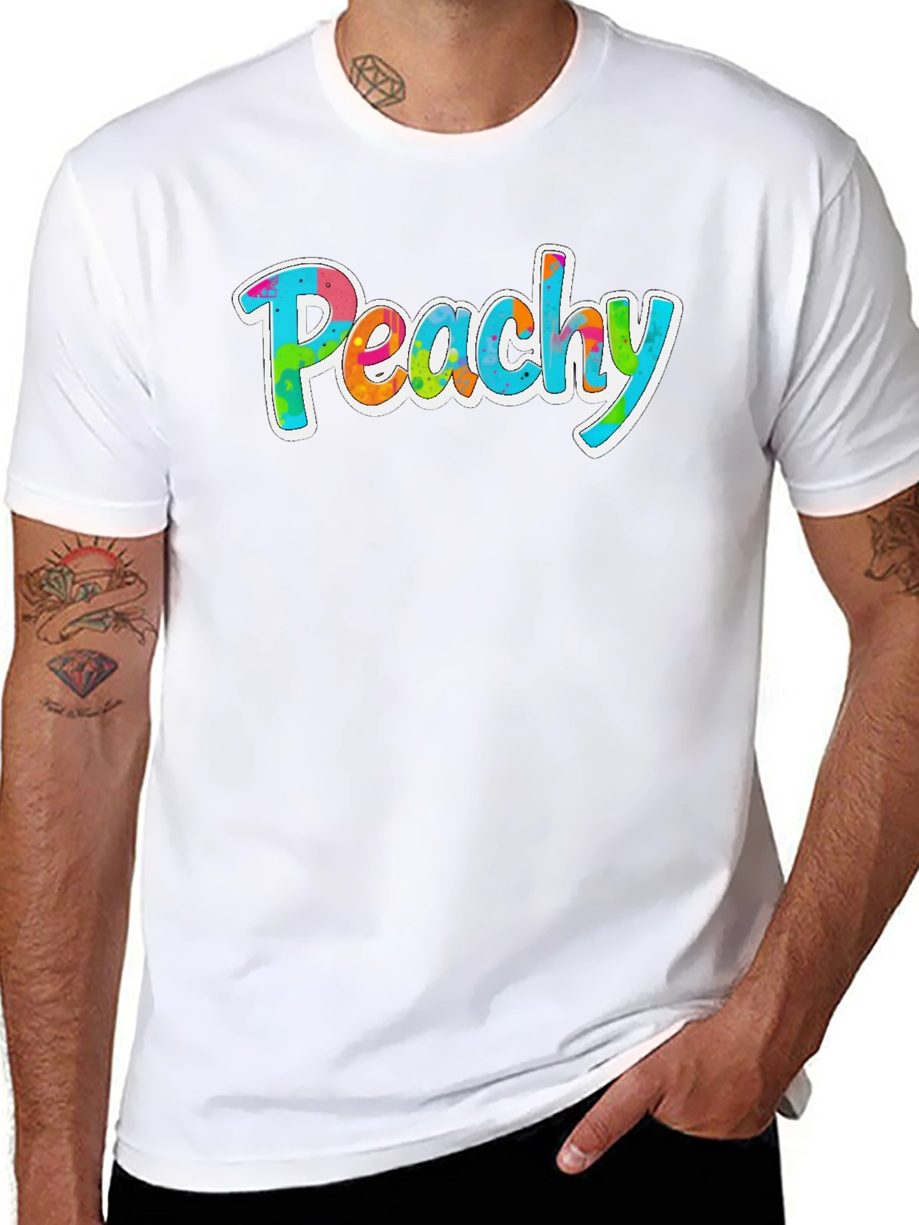 Peachy Graphic Tee - Trendy Tie Dye Style