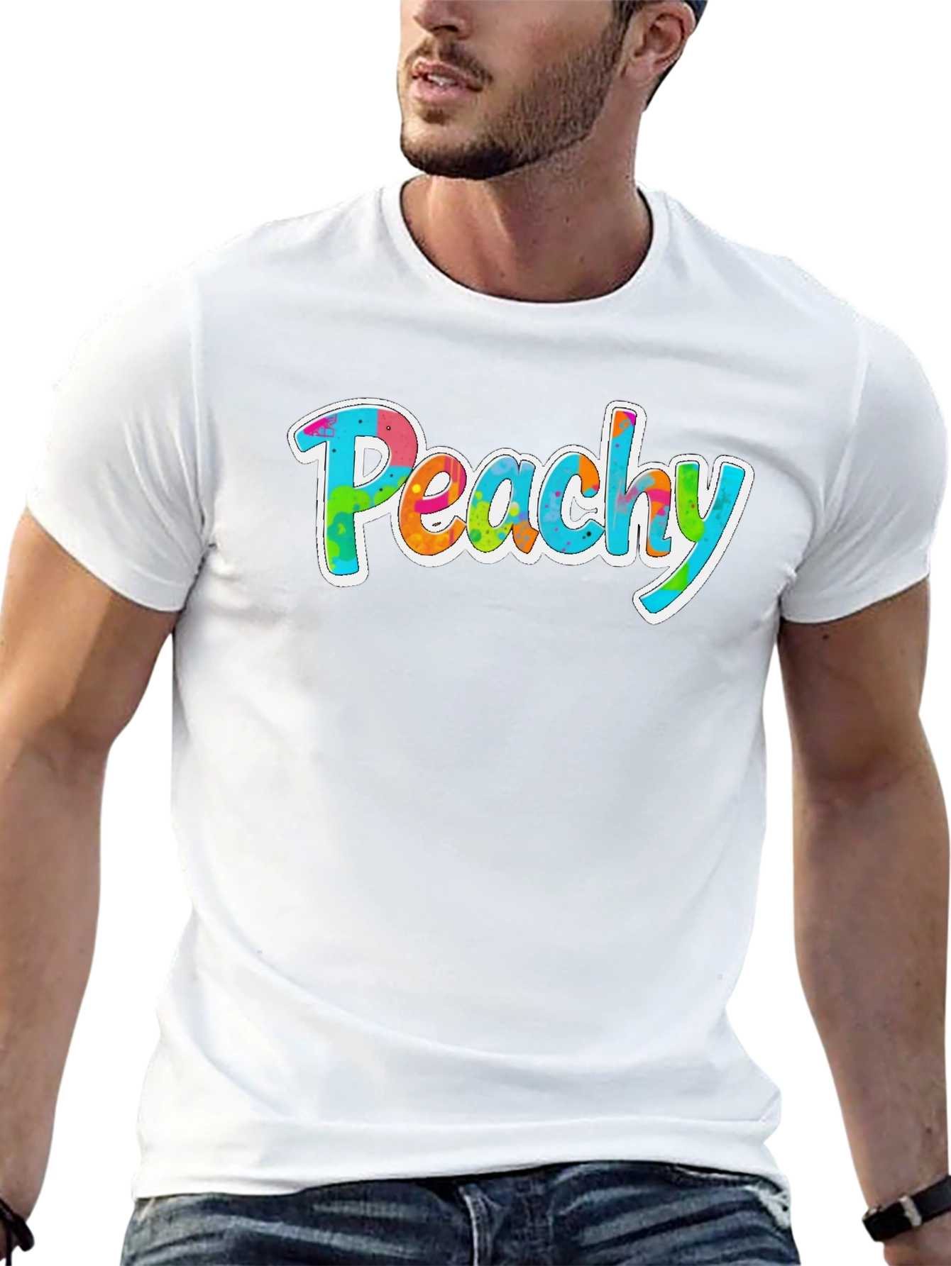 Peachy Graphic Tee - Trendy Tie Dye Style