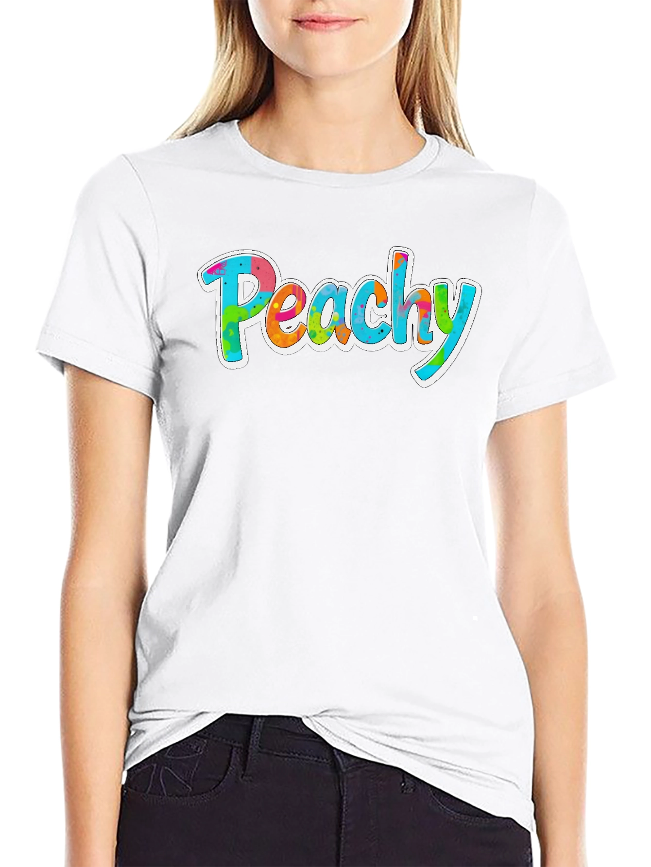 Peachy Graphic Tee - Trendy Tie Dye Style