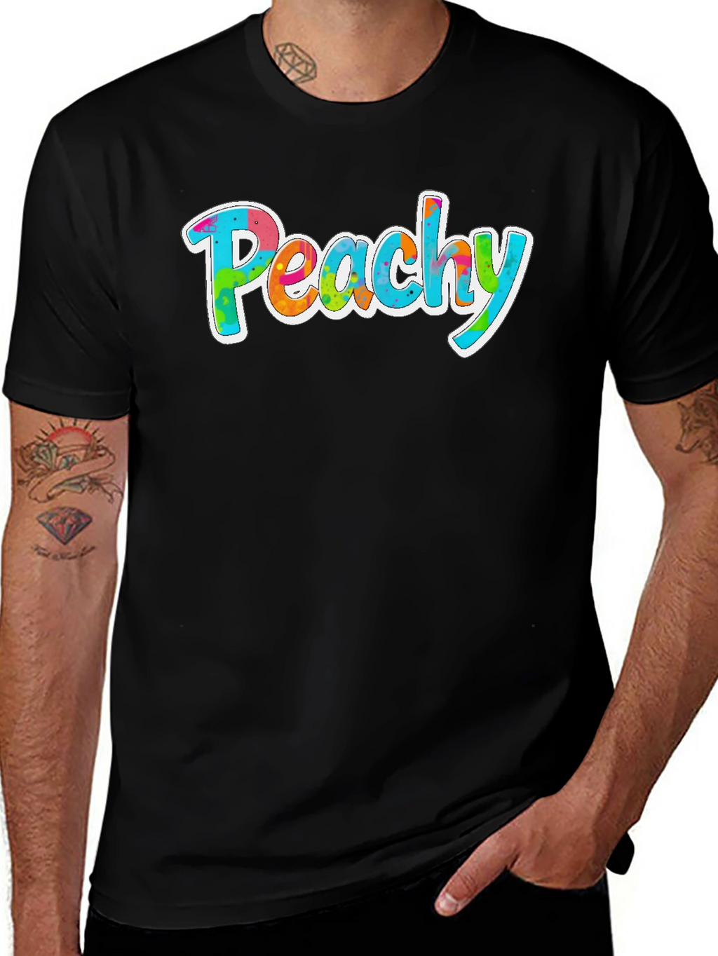 Peachy Graphic Tee - Trendy Tie Dye Style